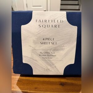 King 4-Piece Sheet Set in Navy Blue